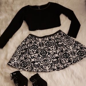 Velvet floral skirt